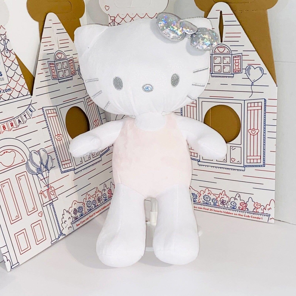 Build a Bear Hello Kitty White w Silver Bow 25th Anniversary Plush NEW